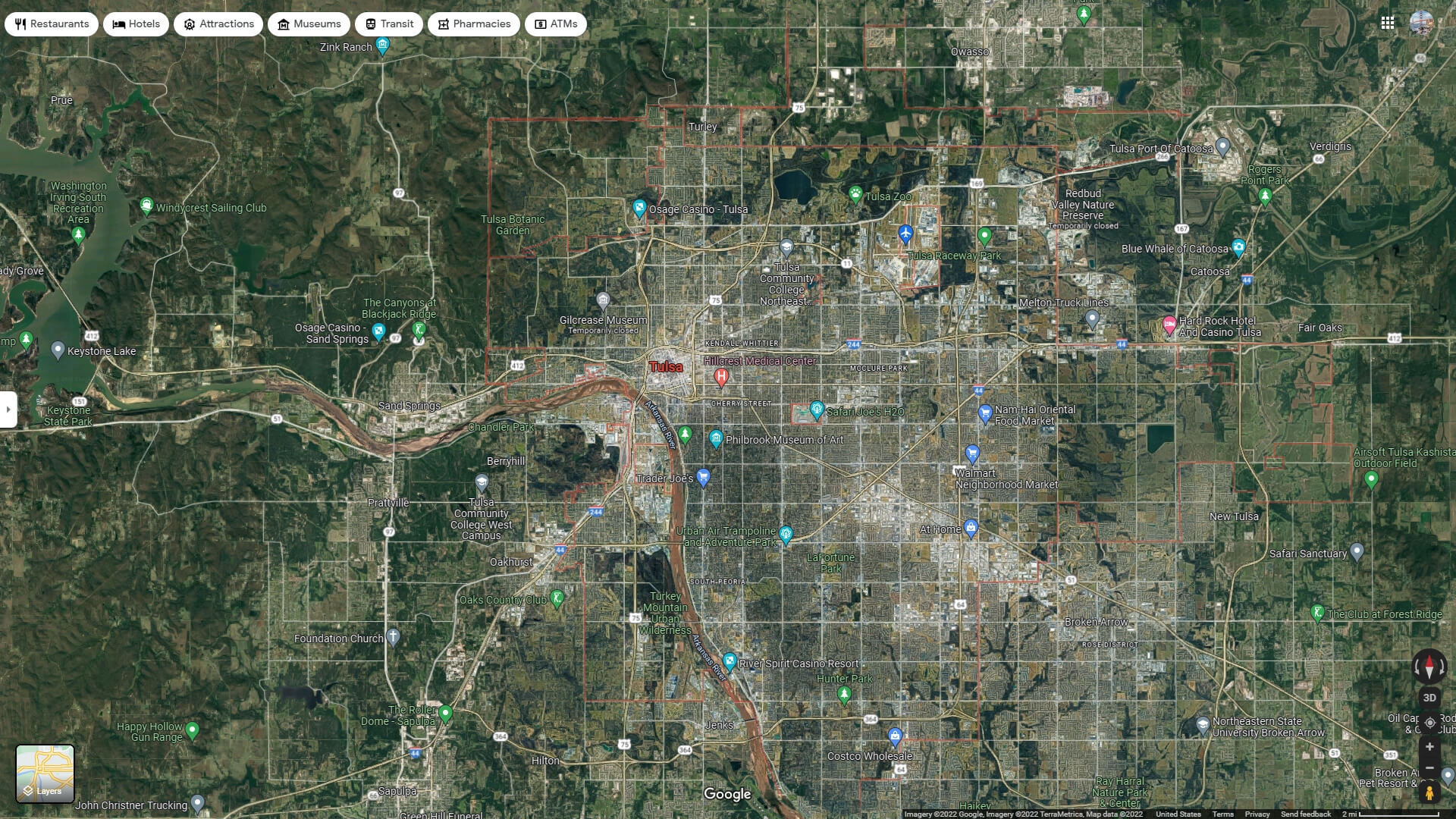 Tulsa Aerial Map Oklahoma